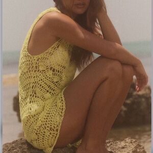 Zara Lemon Crochet mini dress, perfect as a swim cover up!